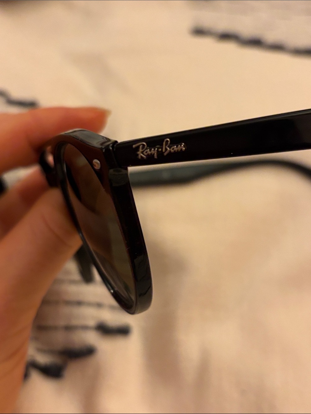 Ray-Ban Black Frame Sunglasses with Dark Green Lenses - Picture 3 of 5